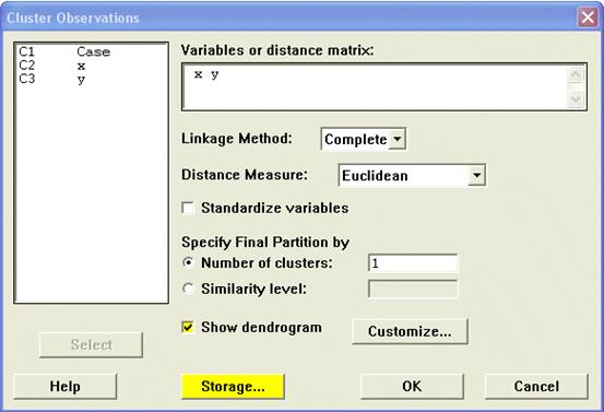 Minitab CLuster Observation Command Window