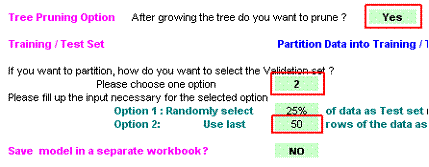 Part of UserInput screen showing the 3 options that must be set for this example.