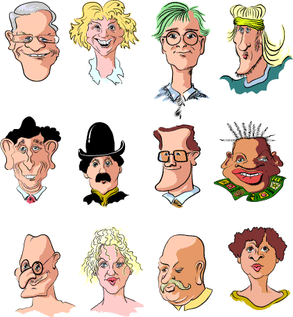 12 cartoon faces to classify, summarised in the next table.