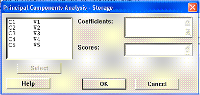 PCA Storage Options window